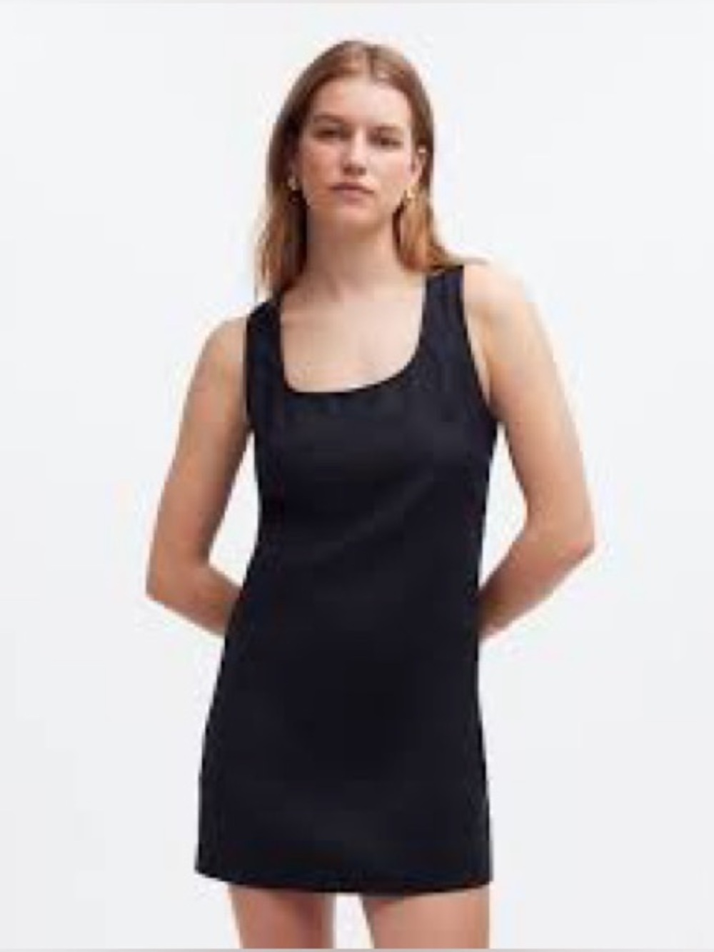 Madewell black cross back a line linen mini dress size 00 new with tags
